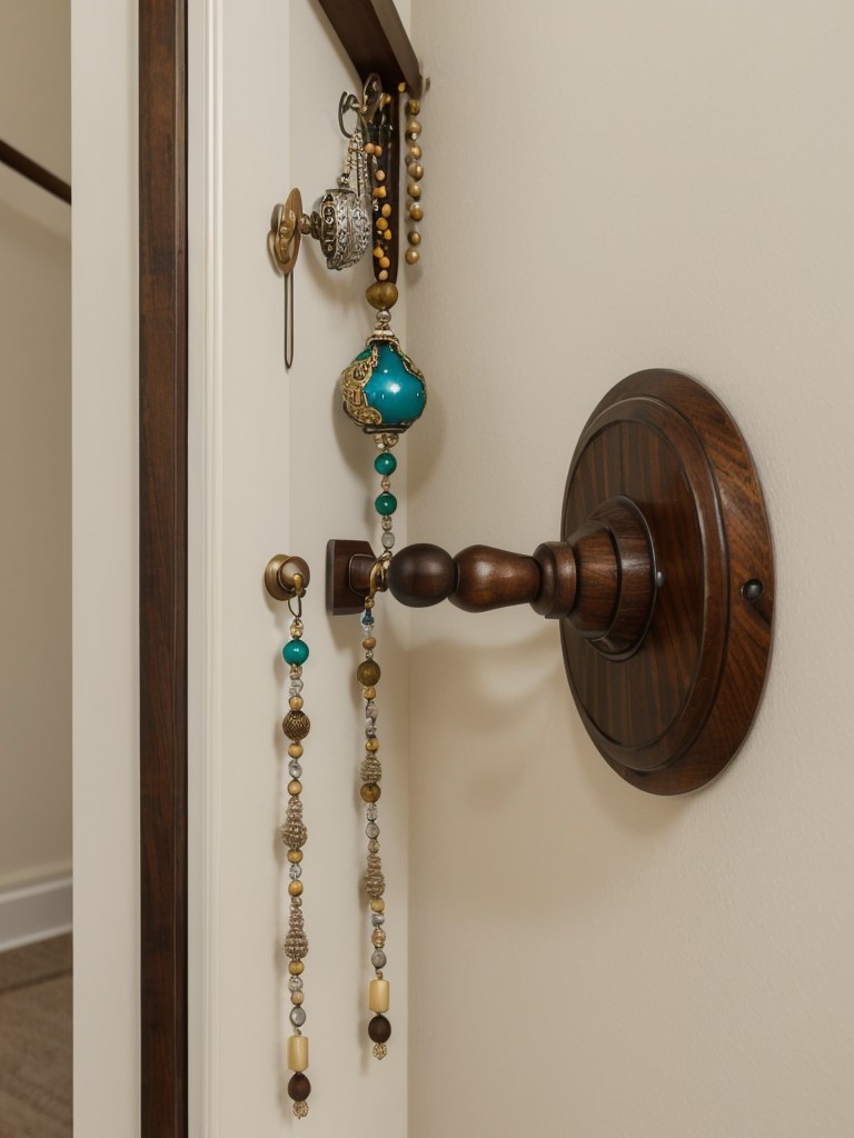 Utilize wall-mounted accessories or hooks to keep prayer beads, bells, and other religious accessories organized and within reach.