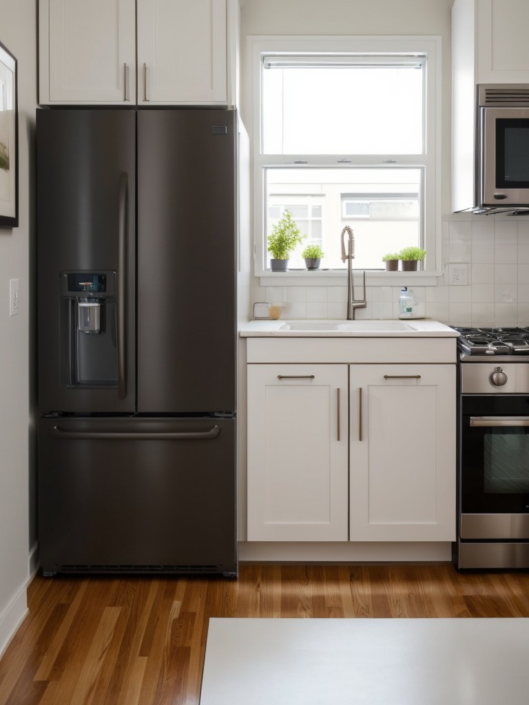 Space-saving kitchen ideas for small apartments on a tight budget, such as compact appliances and smart storage solutions.