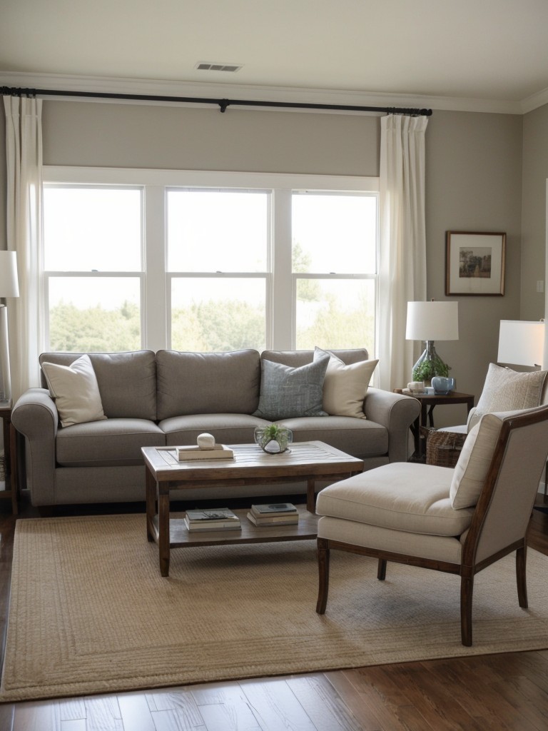Add a statement rug to define the seating area and anchor the space.