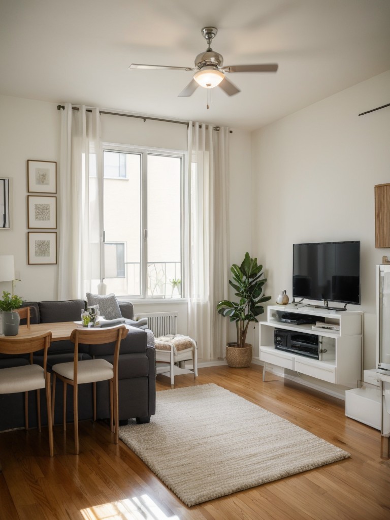 Create distinct zones in your small studio apartment by using room dividers, area rugs, or different color schemes to separate living, sleeping, and dining areas.
