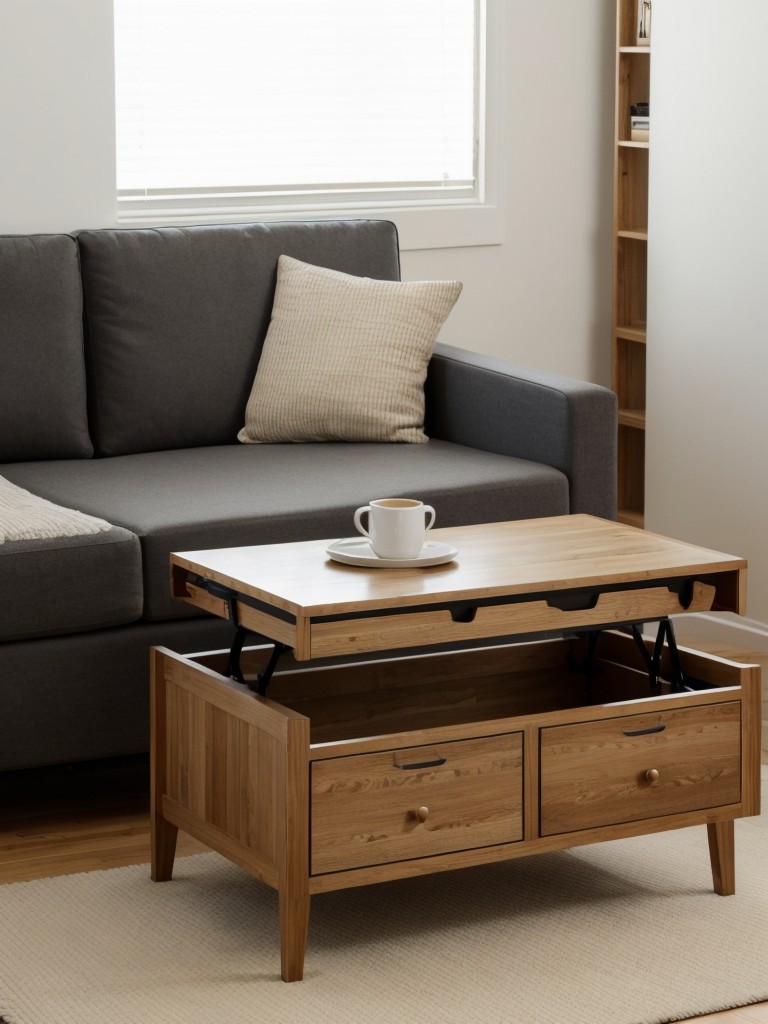 Opt for furniture with hidden storage compartments, such as a bed frame with drawers, a coffee table with a lift-up top, or a bench with built-in storage, to maximize space in your small studio apartment.
