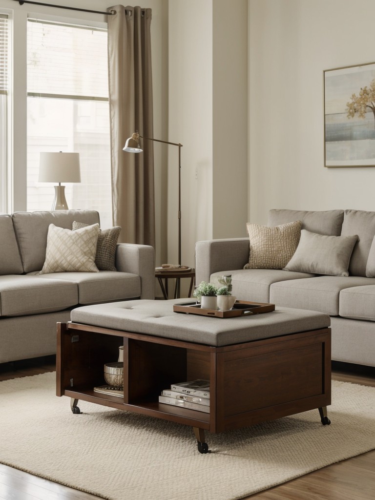 Opt for furniture pieces that serve multiple purposes, such as a storage ottoman that also acts as a coffee table or extra seating, or a console table that doubles as a desk or dining table in your small studio apartment.