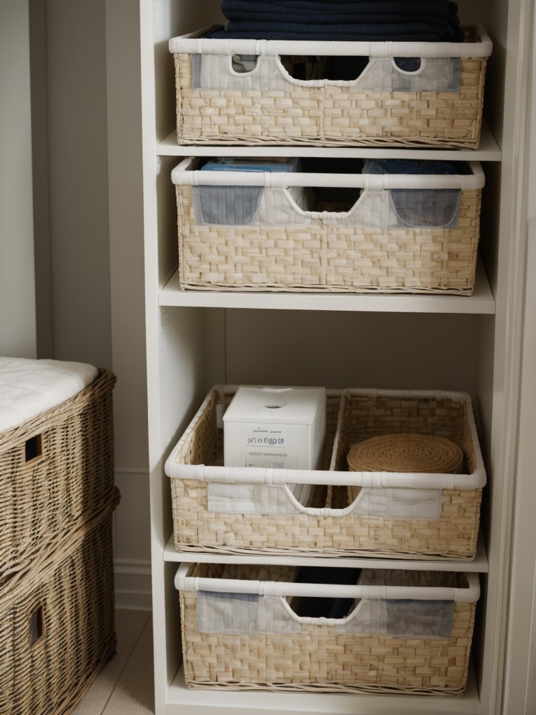 The art of decluttering and organizing a studio apartment on a budget, using storage baskets, labels, and clever organization systems.