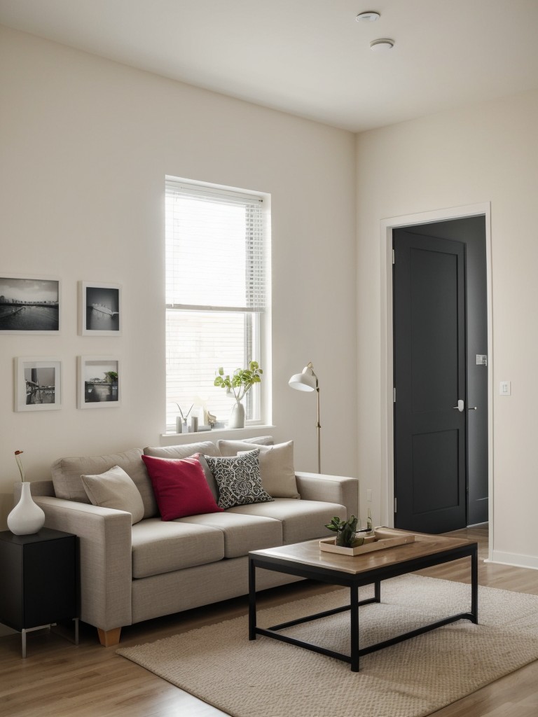 Splash of color accent wall in a neutral-toned apartment, featuring one wall painted in a bold, vivid hue to add excitement and personality.