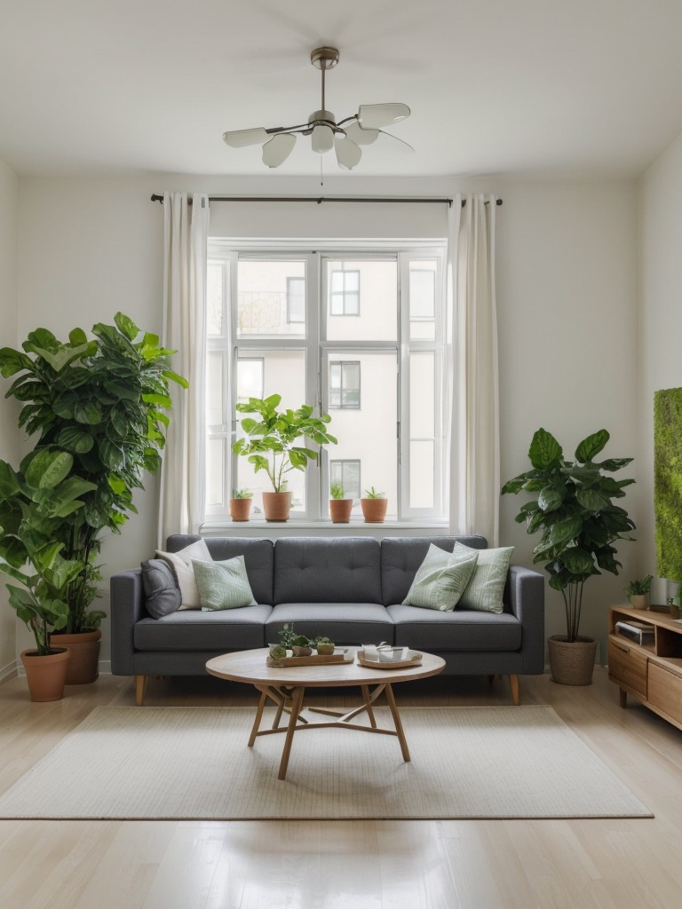 Add greenery with low-maintenance plants to bring some life and freshness into the apartment.