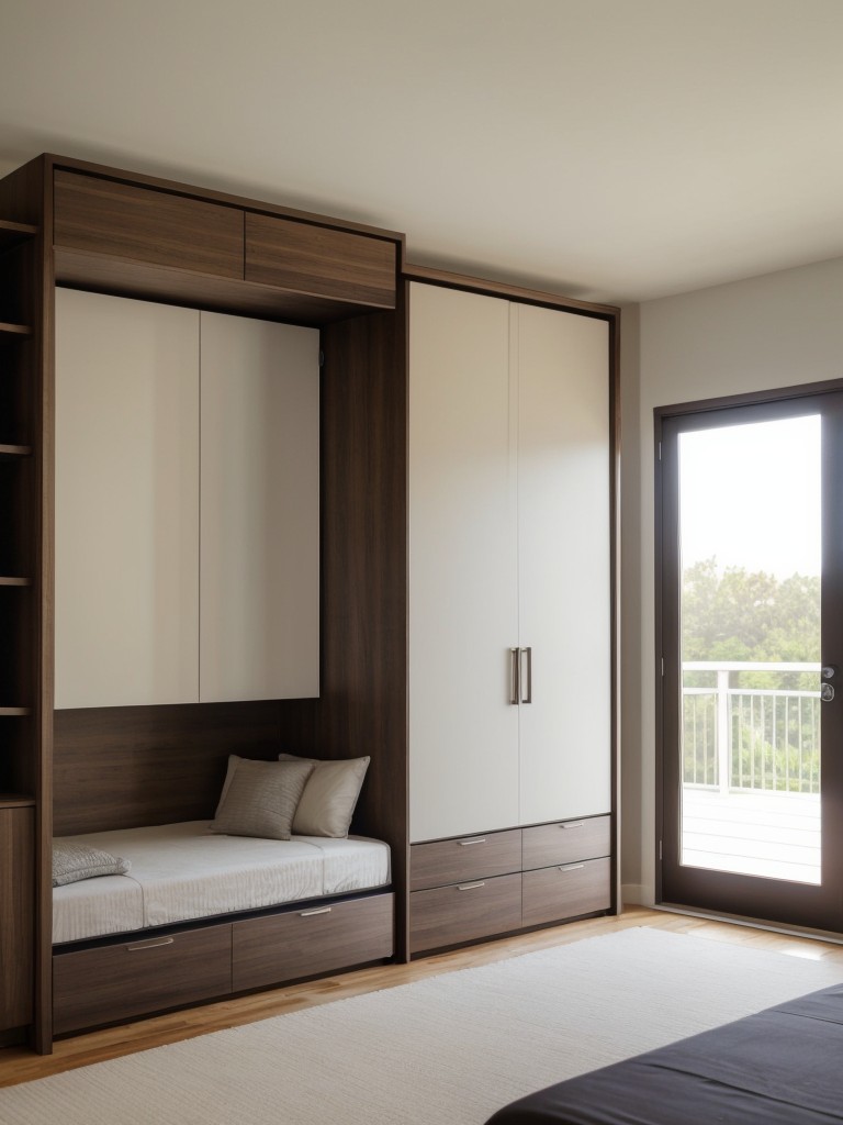 Consider a Murphy bed that can be folded up during the day, allowing the living area to be more versatile.