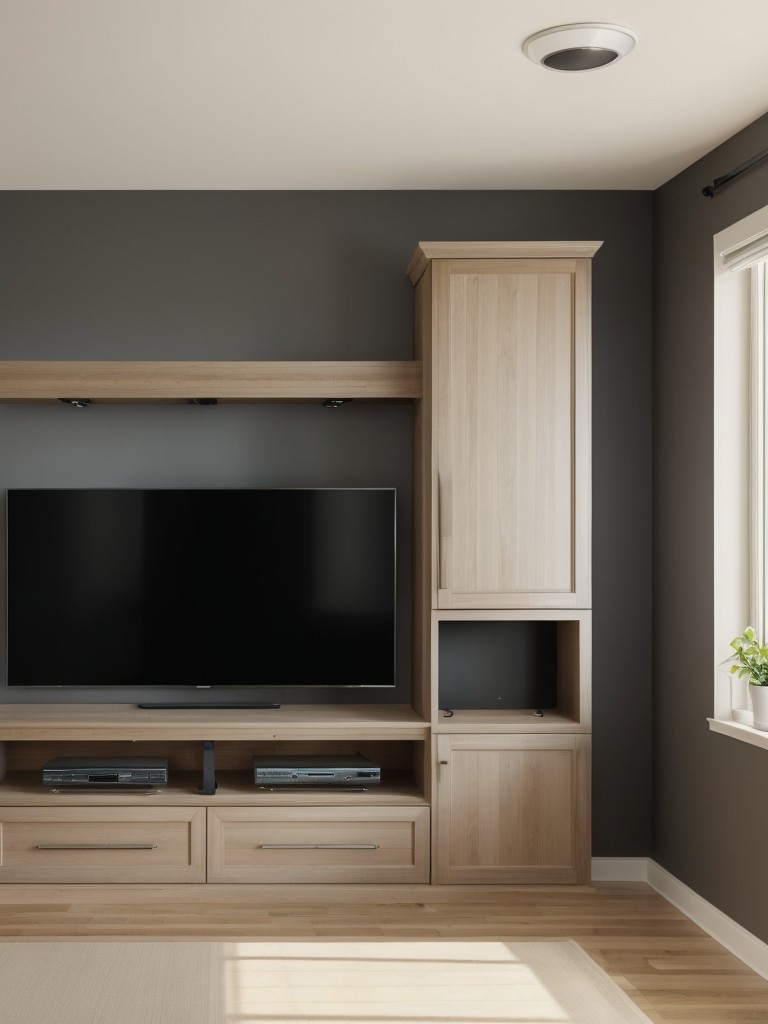 Utilize wall space by installing a wall-mounted TV instead of a bulky entertainment center.