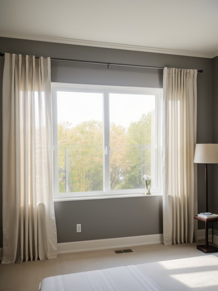 Choose budget-friendly curtains or blinds that can enhance the ambiance of the room while providing privacy.