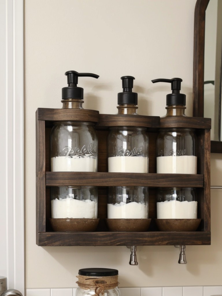 Affordable bathroom decor ideas using DIY projects, like repurposing mason jars or old wine bottles as storage containers or soap dispensers.