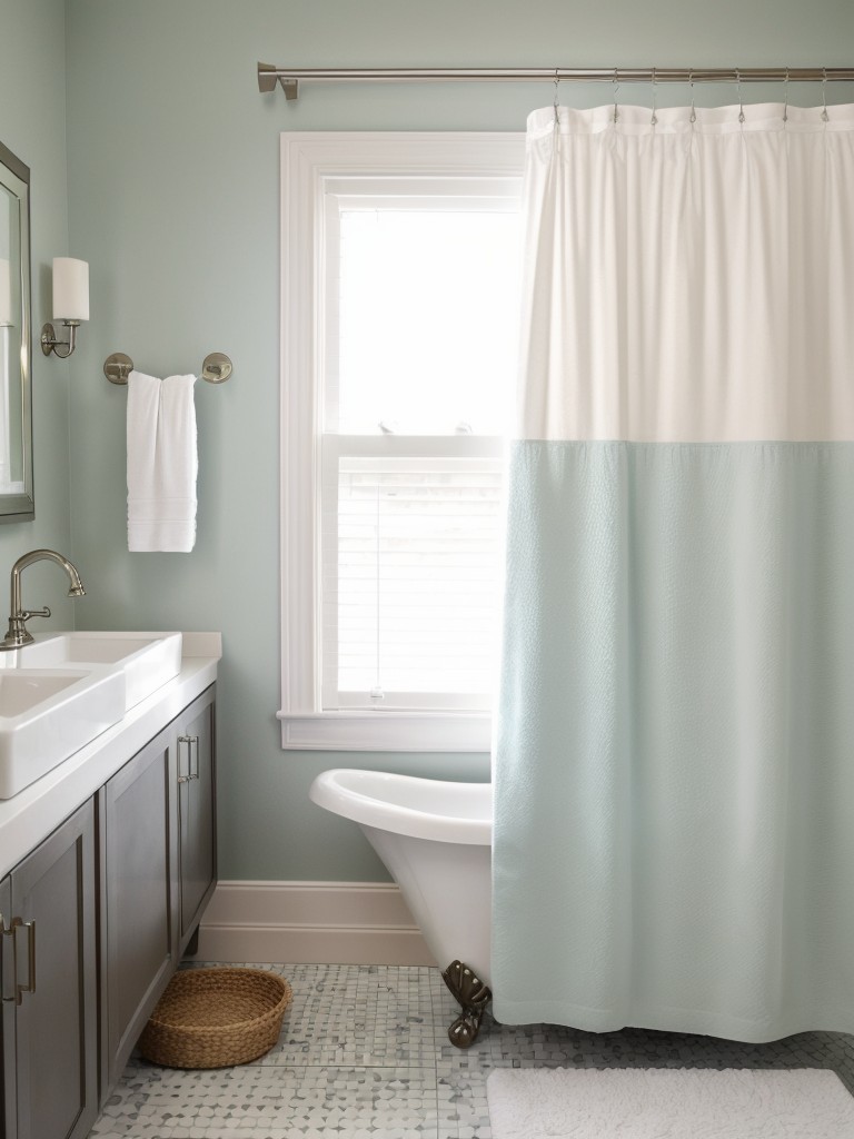 Refreshing your bathroom on a budget by updating accessories, like changing out the shower curtain, rug, or soap dispenser.