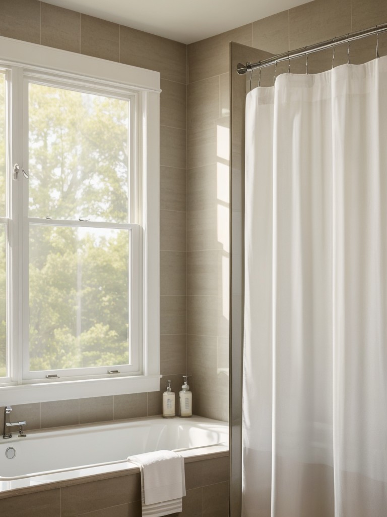 Balancing privacy and natural light with sheer or semi-sheer shower curtains.