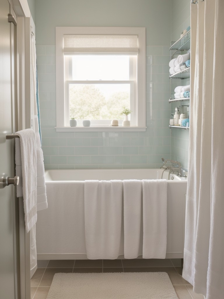 Creating a cohesive look by coordinating your shower curtain with other bathroom accessories like towels and rugs.