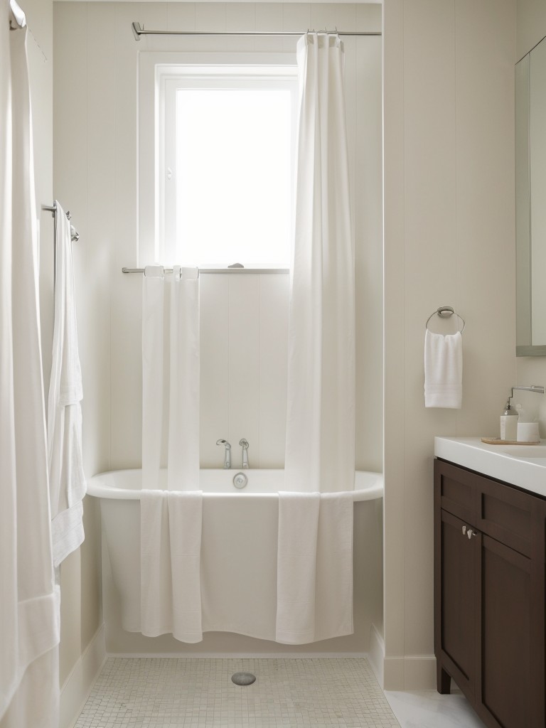 Minimalist shower curtain ideas to create an airy and spacious bathroom ambiance.