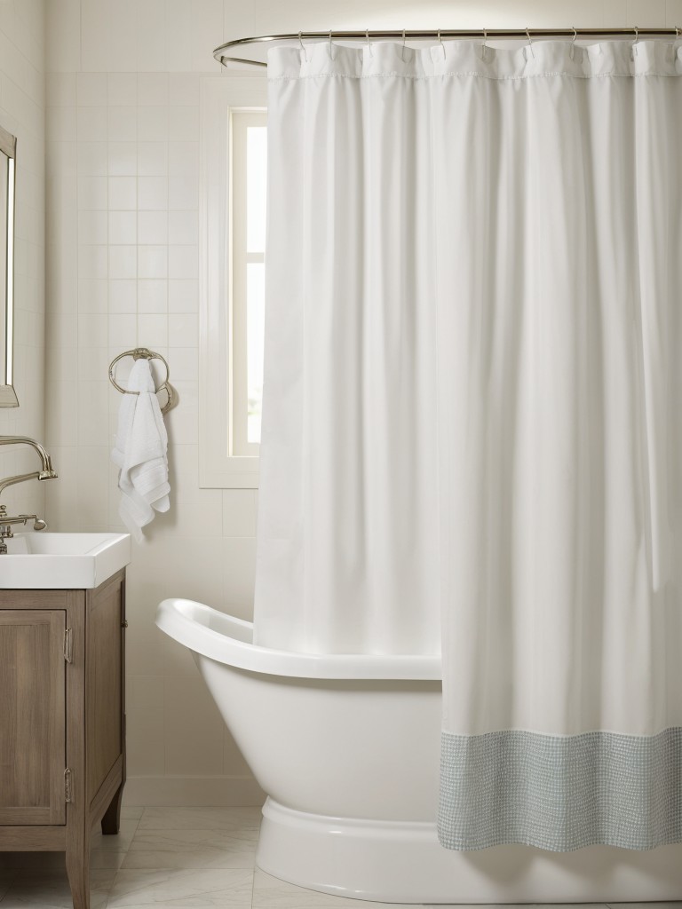 Opting for a fabric shower curtain instead of traditional vinyl for a more luxurious touch.