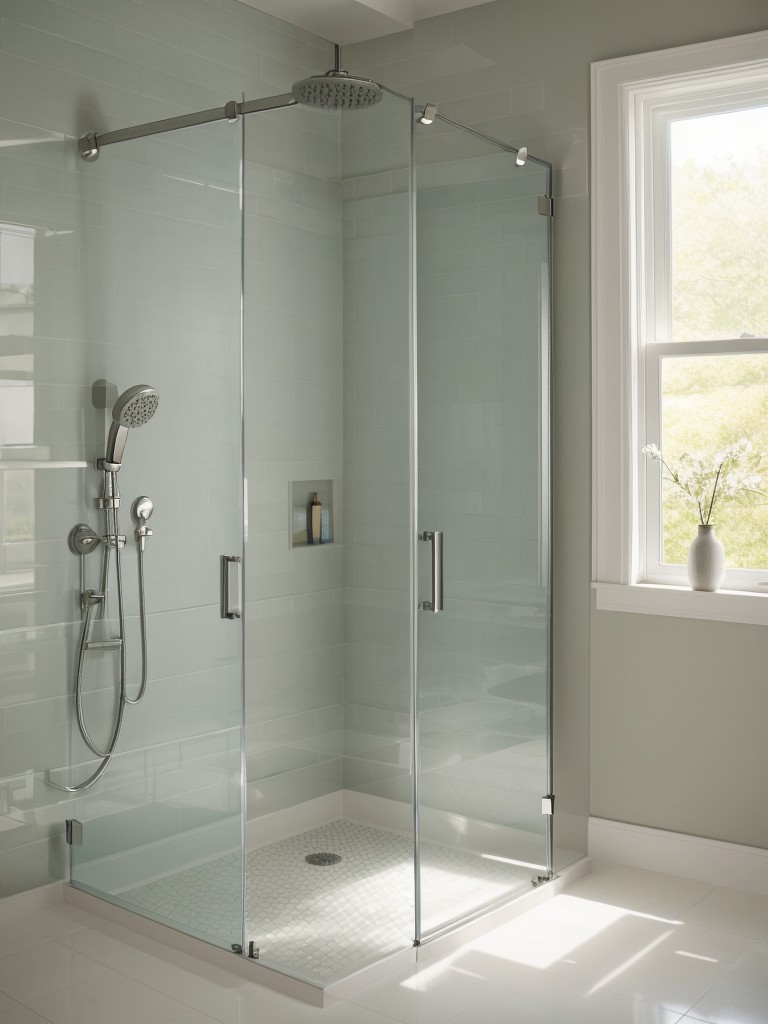 Using a clear or transparent shower curtain to showcase a stunning tiled shower or decorative wall.