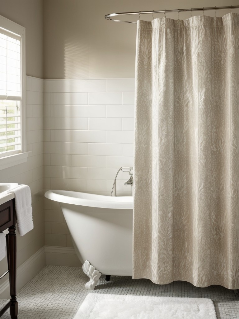 Utilizing patterned shower curtains to add visual interest and personality to your bathroom.