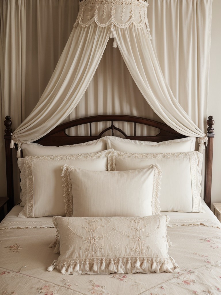 Dainty details: Add delicate and feminine details such as lace trims, tassel embellishments, or floral patterns on curtains, bedding, or throw pillows.