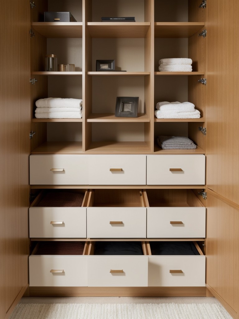 Organizational solutions: Optimize space with built-in wardrobes, under-bed storage, and multifunctional furniture like ottomans with hidden compartments or vanity tables with drawers.