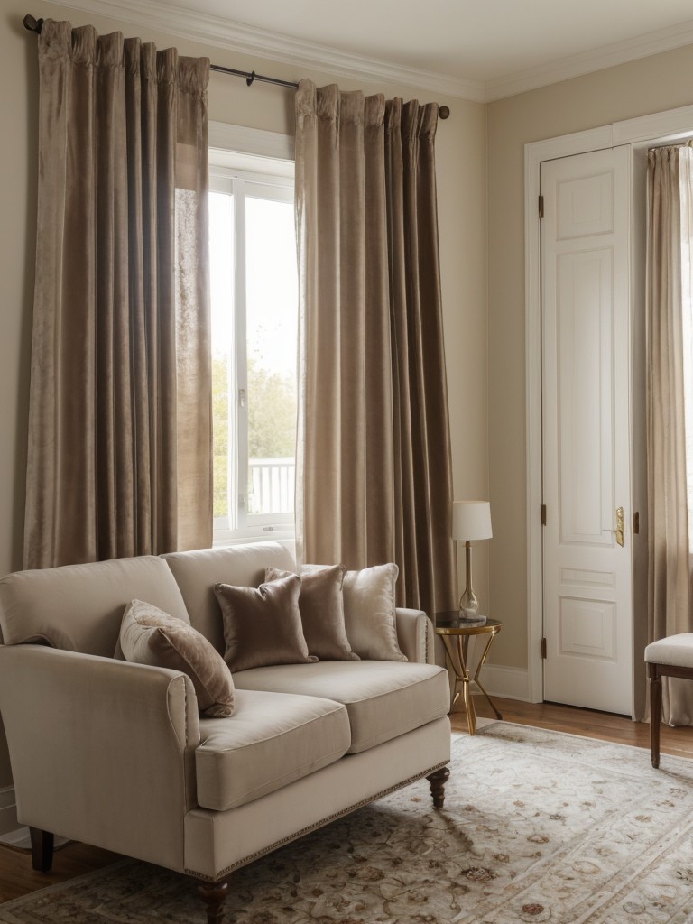 Soft textiles: Incorporate plush rugs, silky curtains, and luxurious fabrics like silk or velvet to create a luxurious and inviting atmosphere.