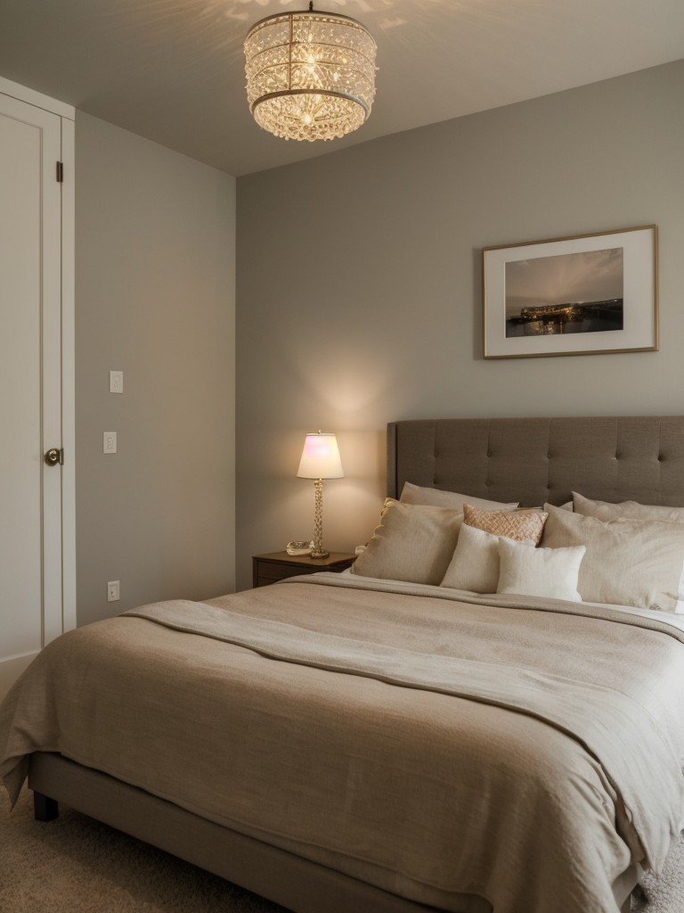 Experimenting with different lighting options, such as warm pendant lights or fairy lights, to create a soothing ambiance in the bedroom.