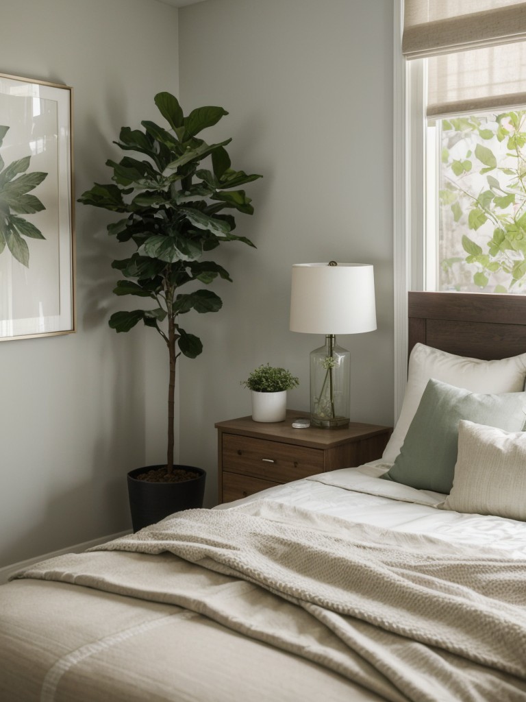 Incorporating plants or flowers to bring a touch of nature into the bedroom, promoting a fresh and tranquil atmosphere.