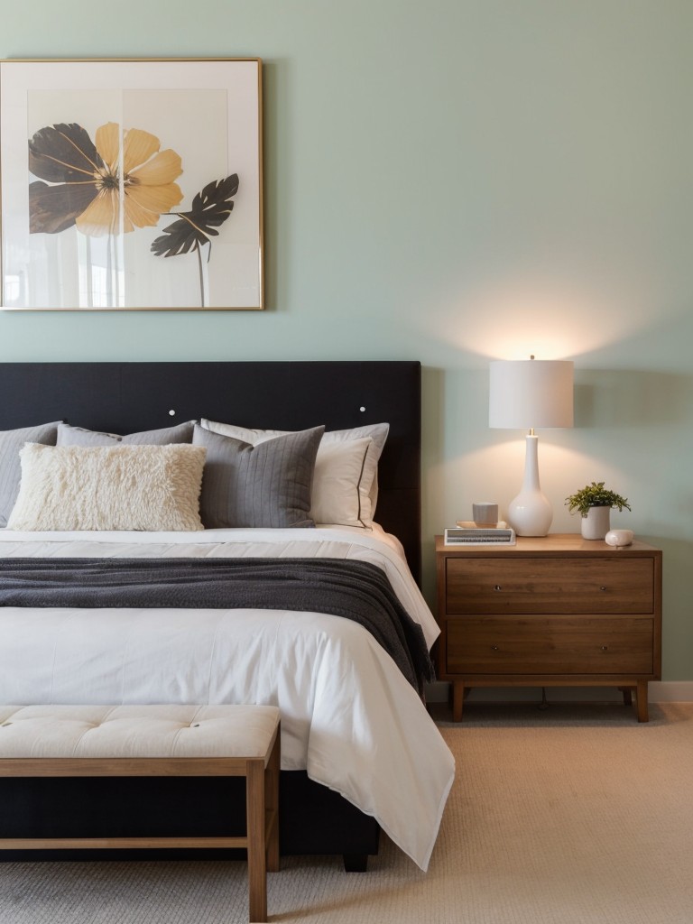 Incorporating a statement headboard and bold accent wall to add visual interest and personality to the space.