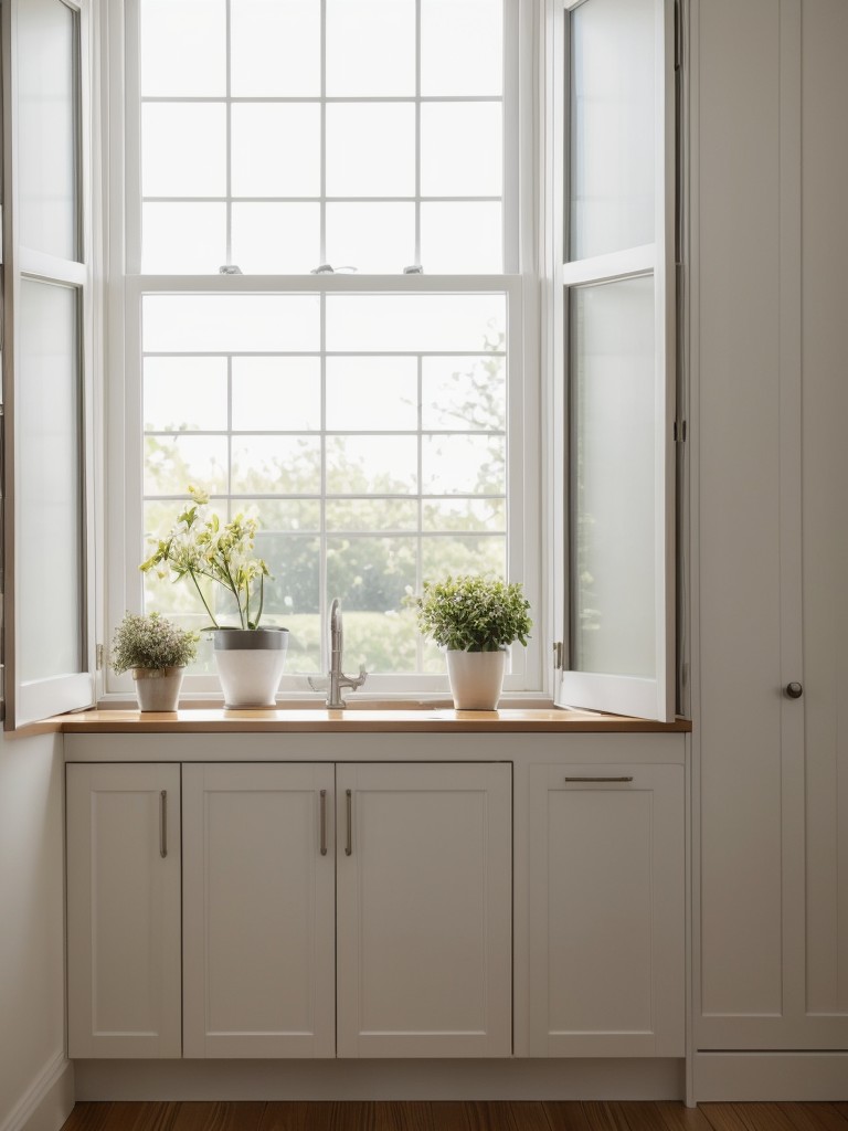 Maximizing natural light by keeping the window area clean and uncluttered, allowing for an airy and bright atmosphere.