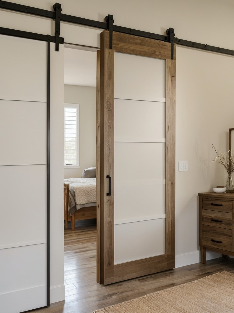 Use sliding doors or barn doors instead of traditional swinging doors to save space.