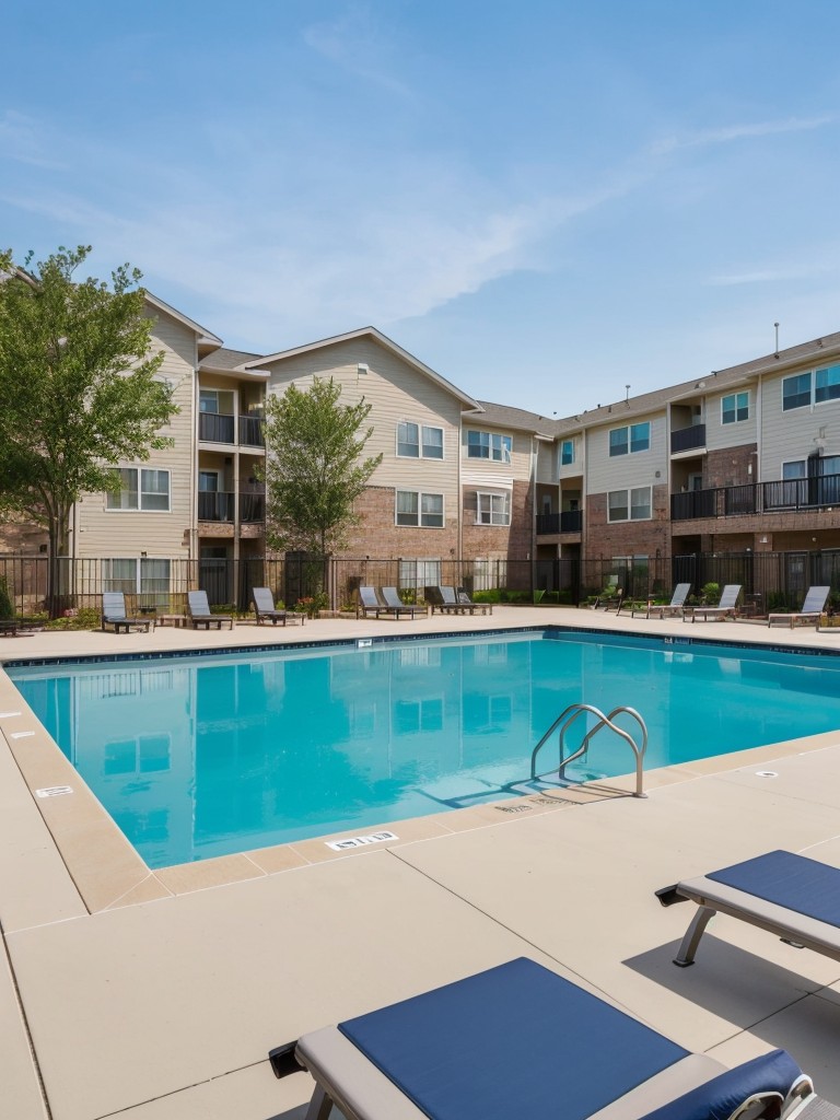 Showcase the amenities of the apartment complex such as the pool, gym, and outdoor spaces, emphasizing the value they bring to residents' lives.