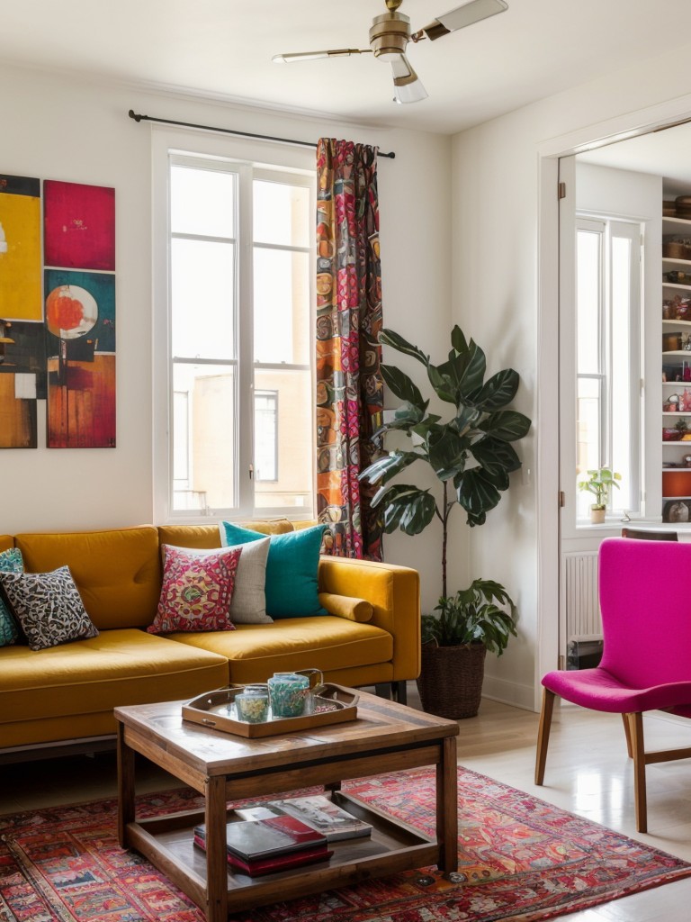 Eclectic apartment decor ideas for ladies who love a mix of different styles, combining bold colors, patterns, and unexpected decor pieces.