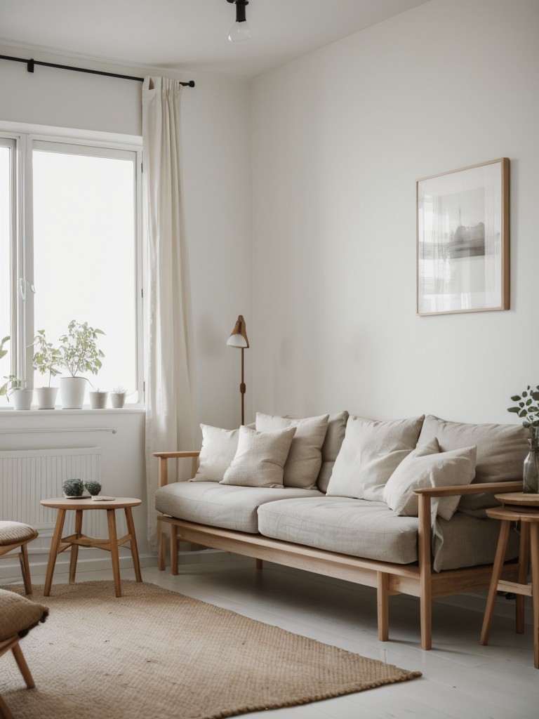 Scandinavian-inspired apartment decor ideas featuring natural materials, simple yet functional furniture, and a light and airy color palette.