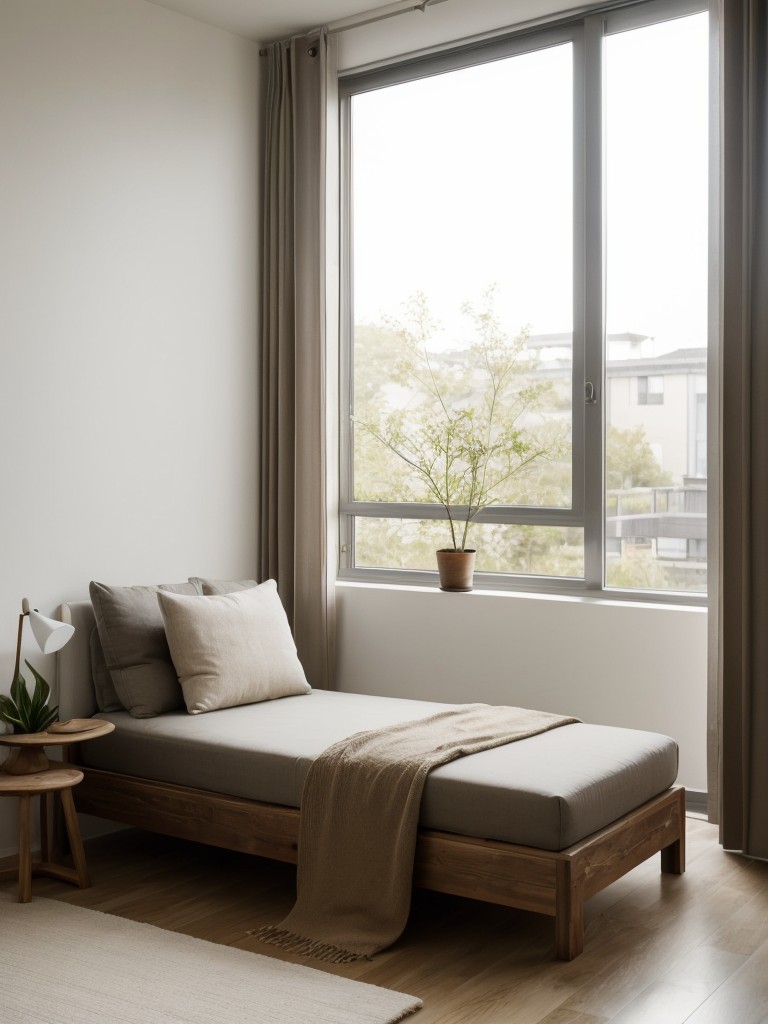 Zen-inspired apartment decor ideas for a calming and tranquil living space, incorporating natural materials, soft lighting, and minimalist design elements.