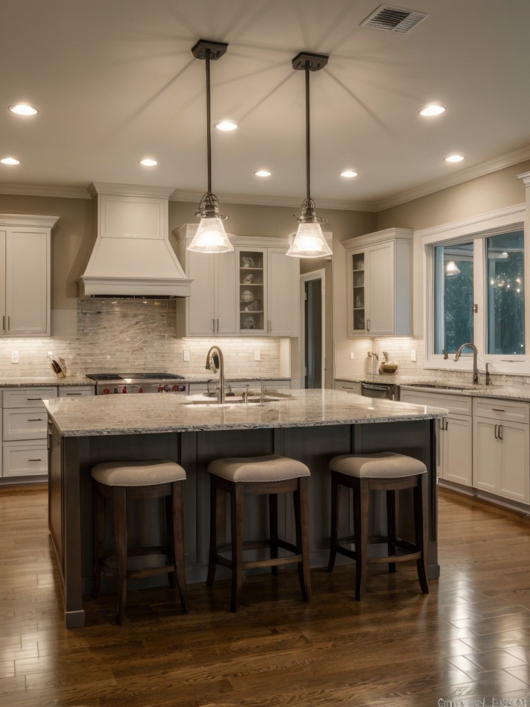 Experiment with various lighting fixtures to create ambiance and highlight architectural elements.