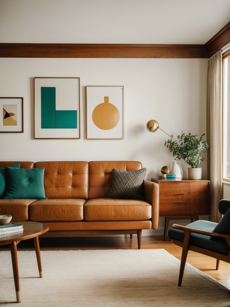 Create a retro and sophisticated feel in your apartment with mid-century modern design, featuring iconic furniture pieces, organic shapes, and bold color combinations.
