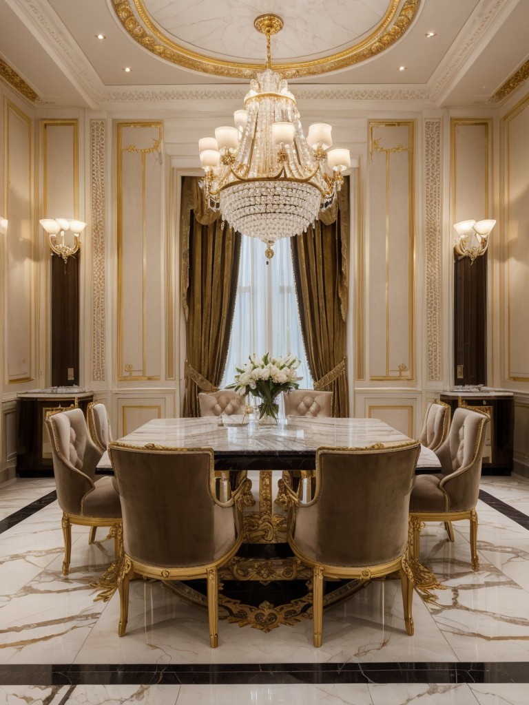 Elevate the elegance and opulence of your apartment with luxurious design touches, such as marble accents, crystal chandeliers, and plush velvet furnishings.