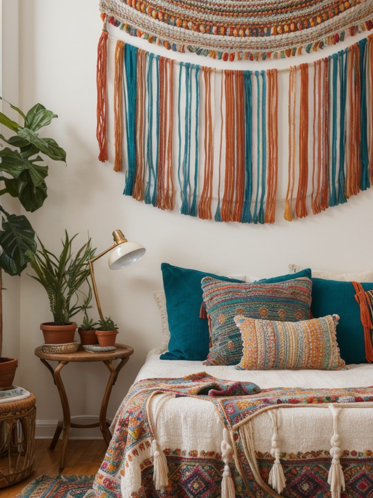 Embrace the free-spirited and eclectic vibe of bohemian decor by incorporating colorful textiles, macrame wall hangings, and layered textures in your apartment.