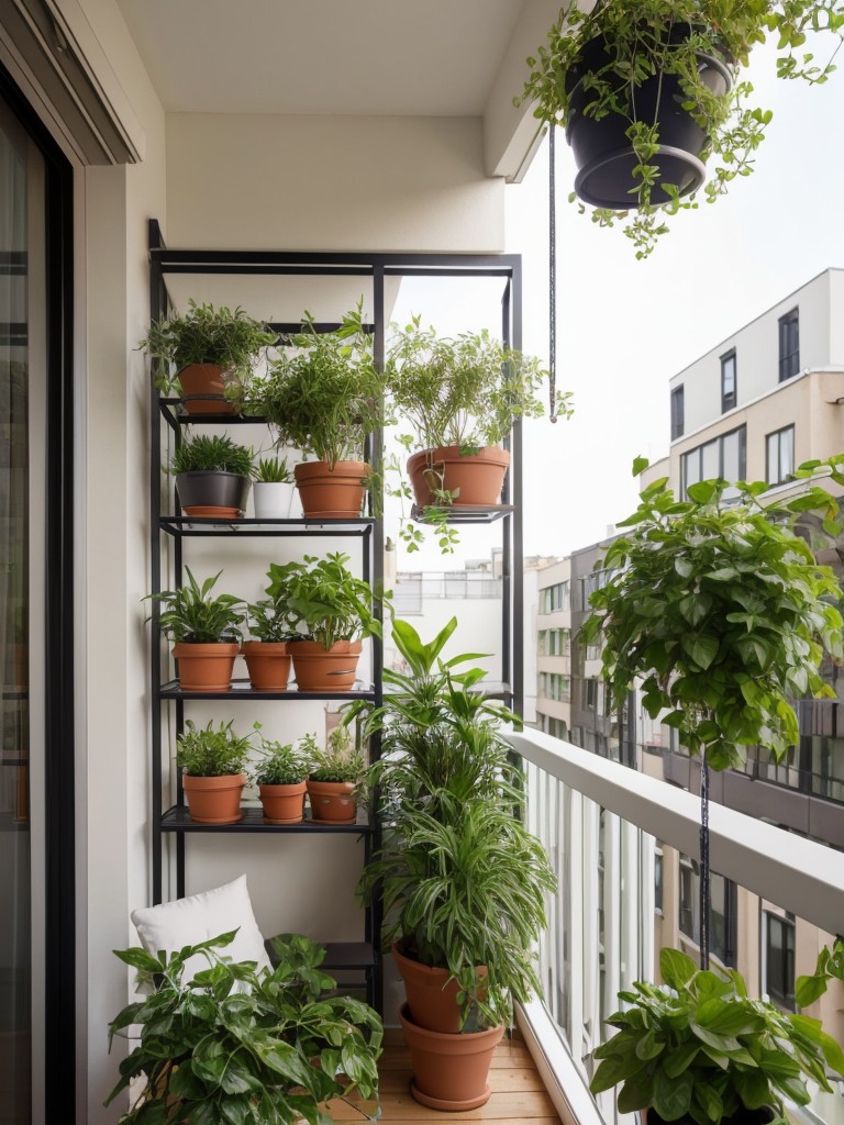 Transform your small apartment balcony into a lush oasis with hanging plants, vertical gardens, and potted herbs.