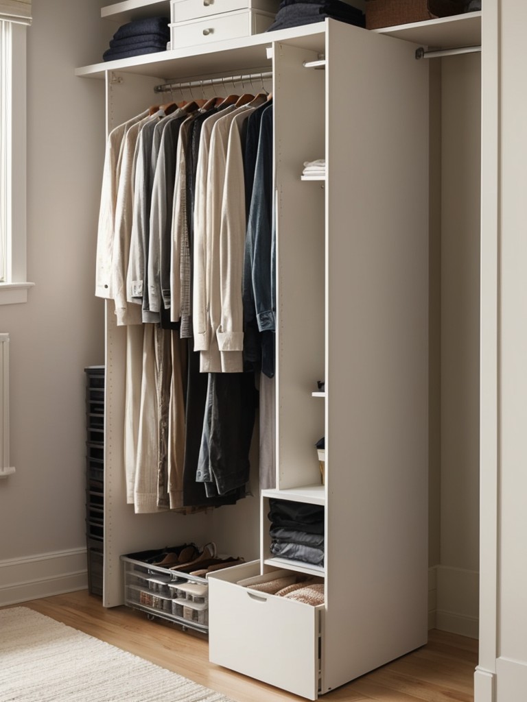 Utilize under-bed storage, hanging organizers, and compact furniture to make the most of limited closet space in your small apartment.