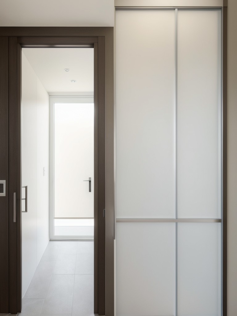 Consider installing a frosted glass apartment entrance door, allowing light to filter through while maintaining privacy, perfect for small spaces or open floor plans.