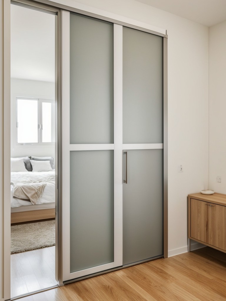 Efficiently utilize space at the apartment entrance by installing a sliding door, perfect for small apartments or rooms with limited square footage.