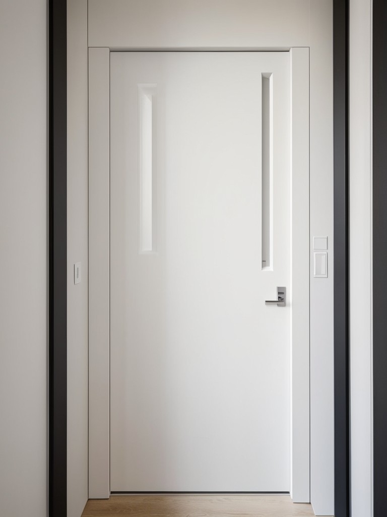 Opt for a minimalist approach with a sleek and simple apartment entrance door design, featuring clean lines and a neutral color palette for a clean and contemporary look.