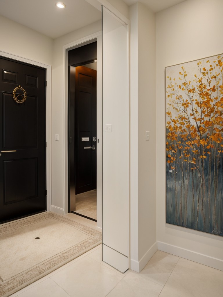 Transform the apartment entrance door into a work of art by painting a mural or adding a custom design that reflects your personal style and interests.