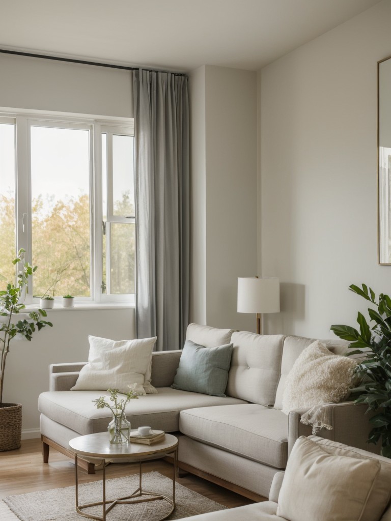 Design a calming and serene apartment retreat by incorporating a nature-inspired color palette, comfortable seating, and soft lighting.