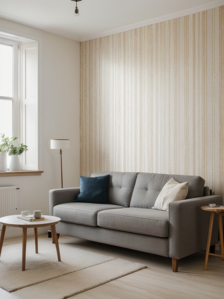 Experiment with different wallpaper or paint techniques to add visual interest and create a focal point in your apartment.