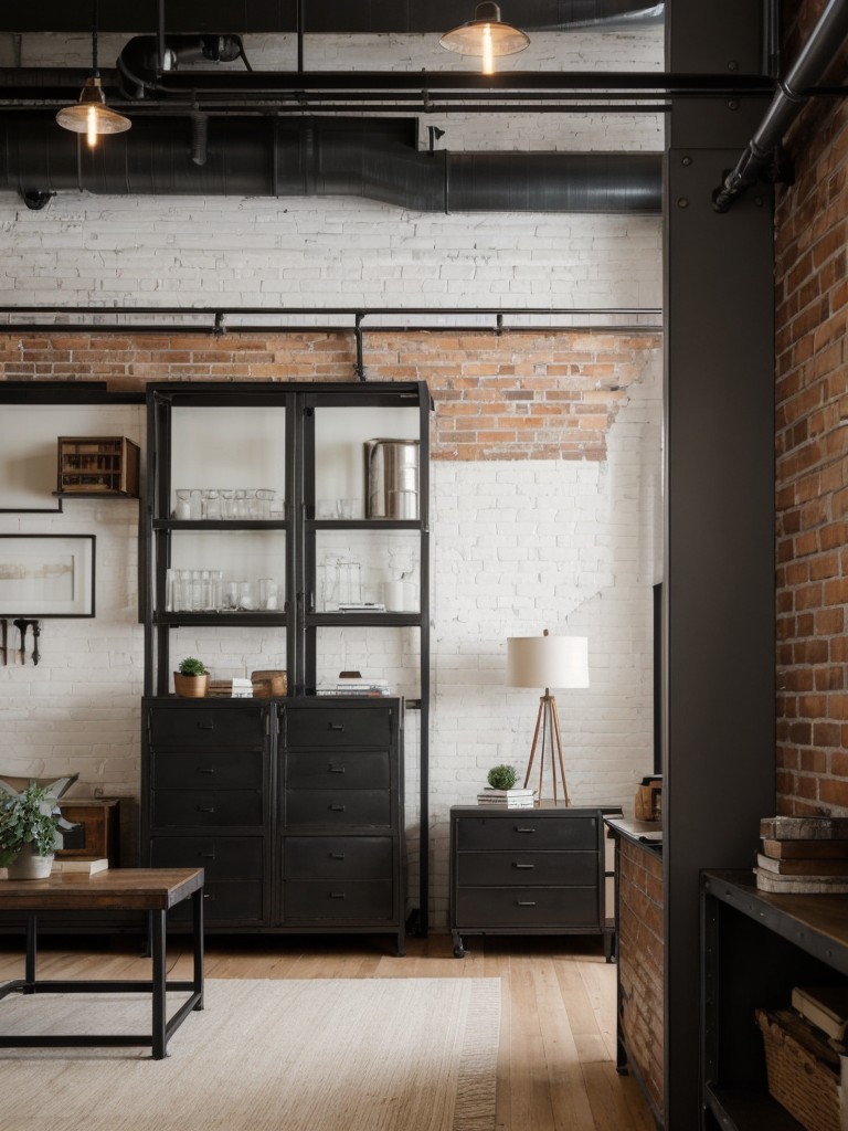 Opt for an industrial chic theme in your apartment, incorporating exposed brick walls, metal accents, and vintage-inspired furniture.