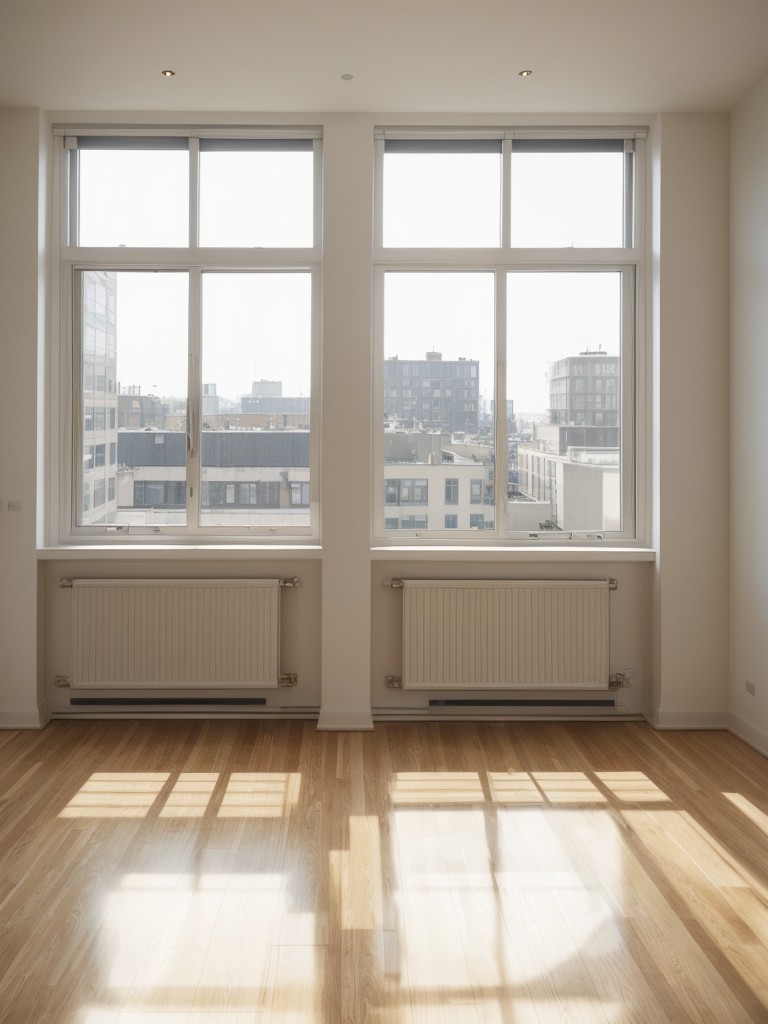 Bright and airy apartment design with large windows, allowing plenty of natural light to fill the space.