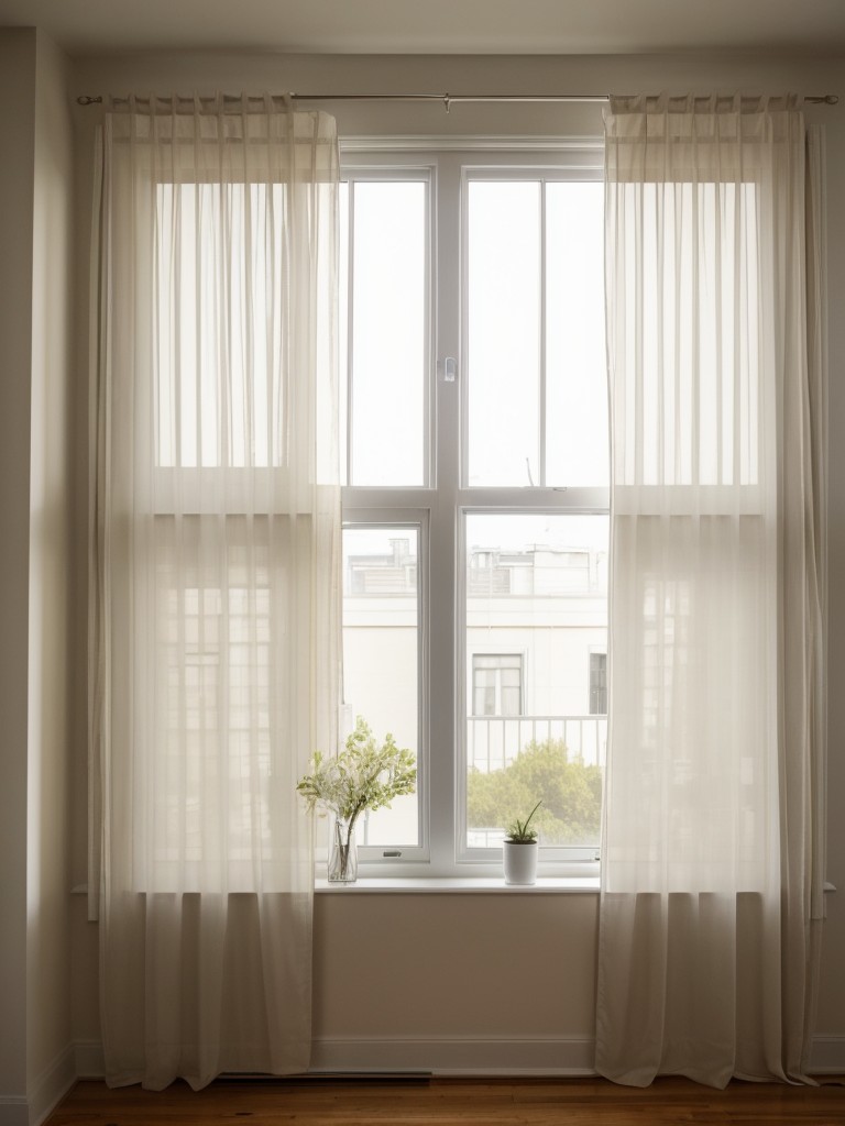 Emphasizing natural light in the apartment by choosing sheer window treatments or no curtains at all.