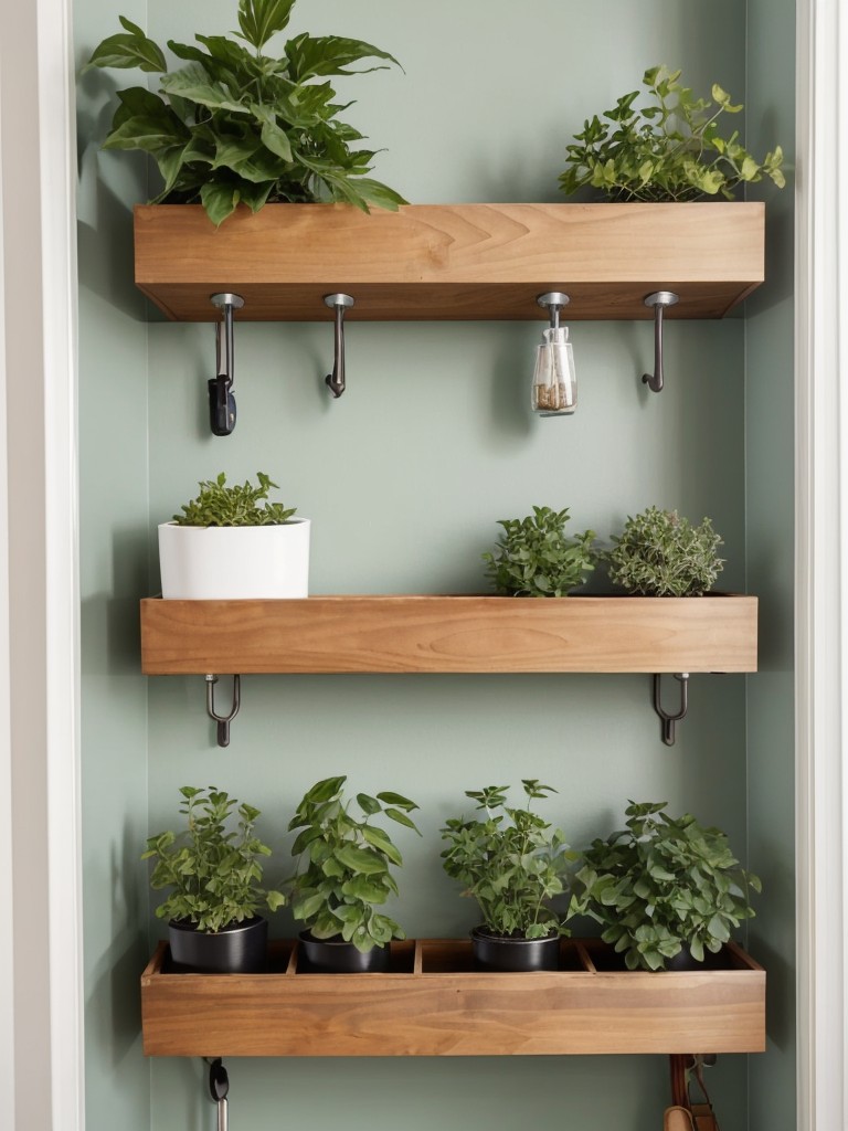 Utilizing space-saving tricks, like wall-mounted hooks or hanging planters, to maximize functionality and style in a budget-friendly apartment.