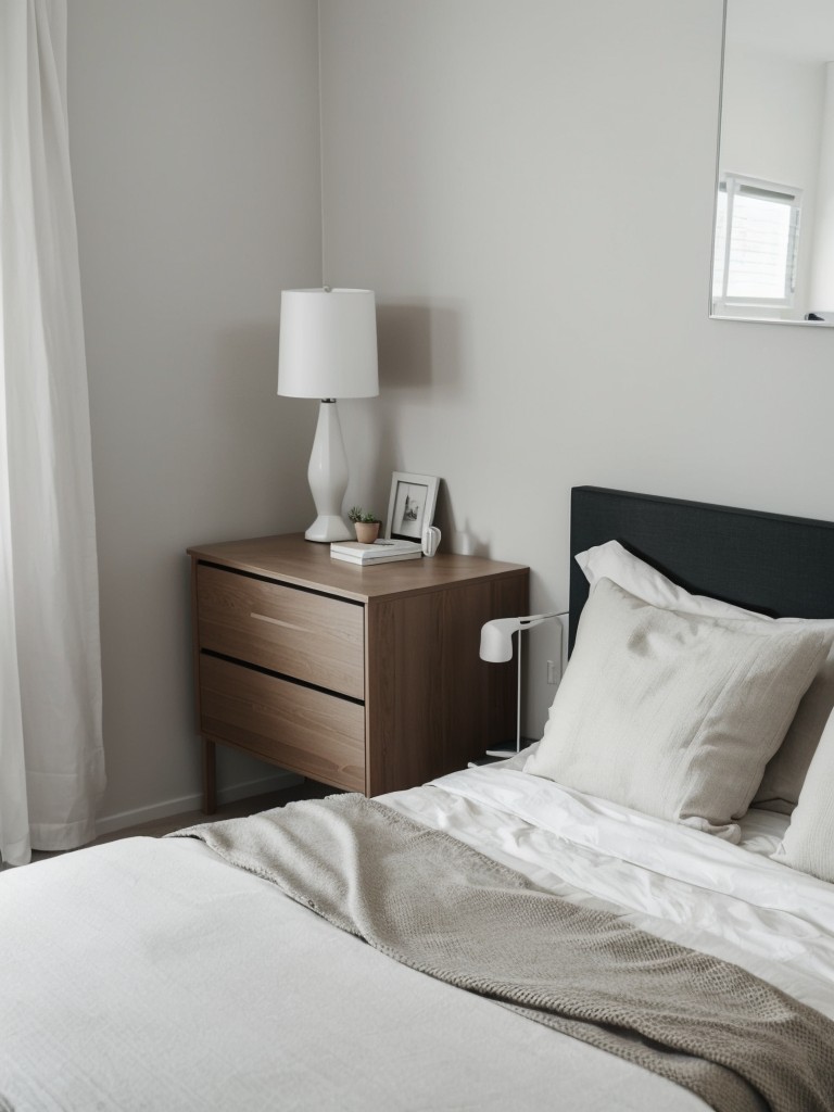 Create a calming and minimalist aesthetic in a small bedroom using IKEA's clean lines and simple yet elegant furniture pieces.