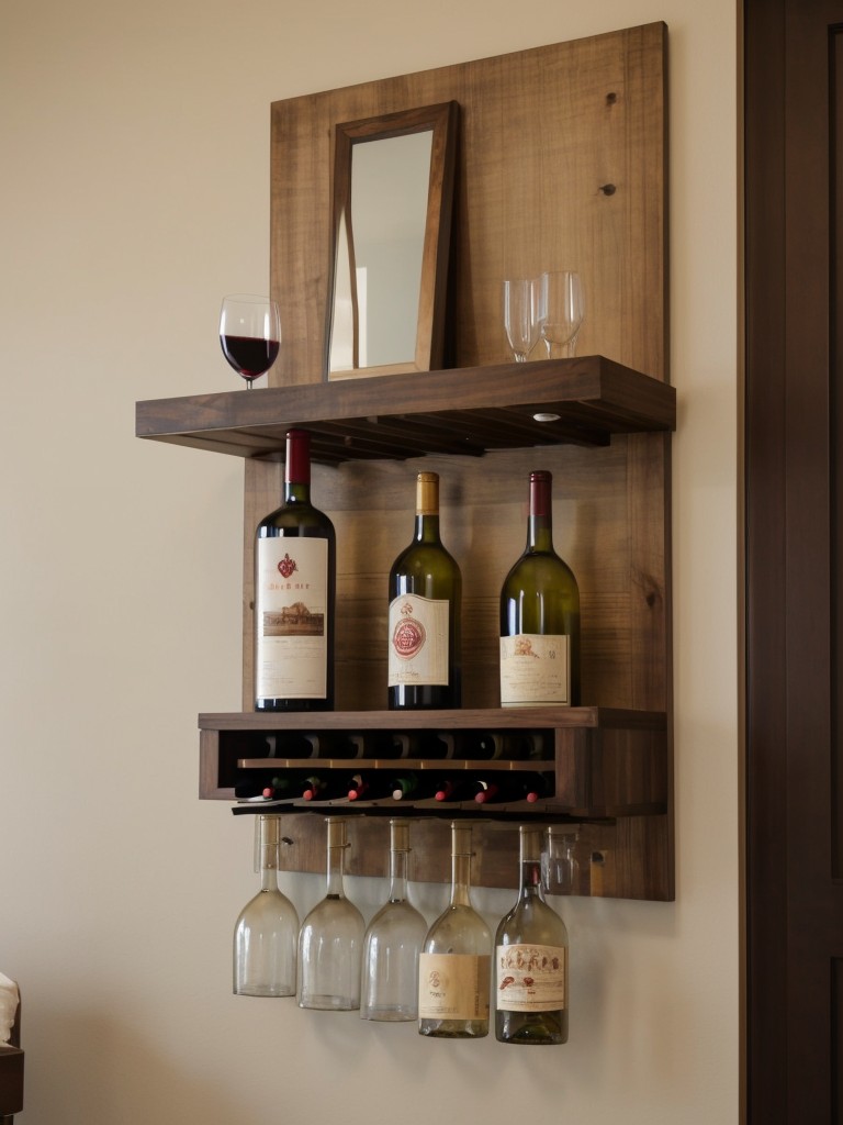 Install a floating wine rack or a wall-mounted wine holder to showcase your favorite bottles in style.